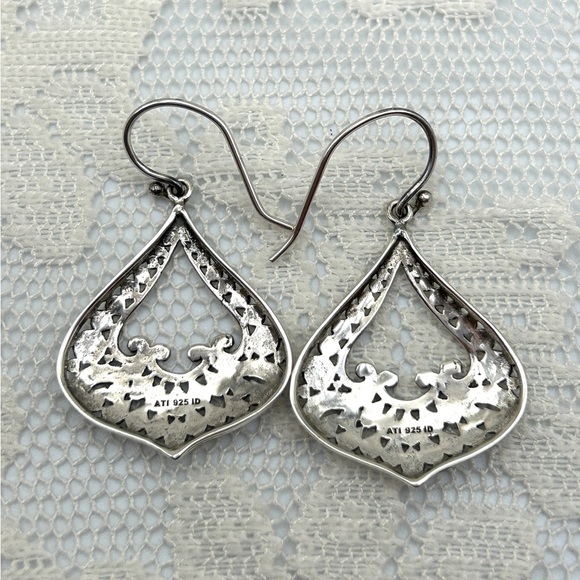 Vintage ATI Indonesia Bali 925 Sterling Silver Filigree Scroll Dangle Earrings - Picture 6 of 10